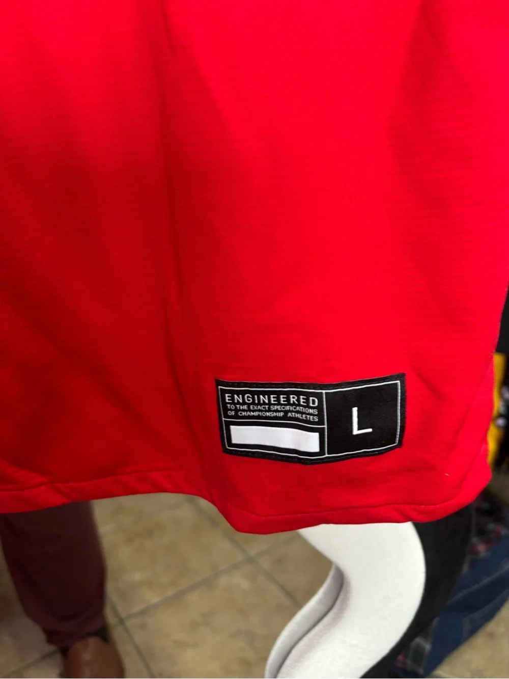 Nike Red Athletic Basketball Jersey with White Swoosh